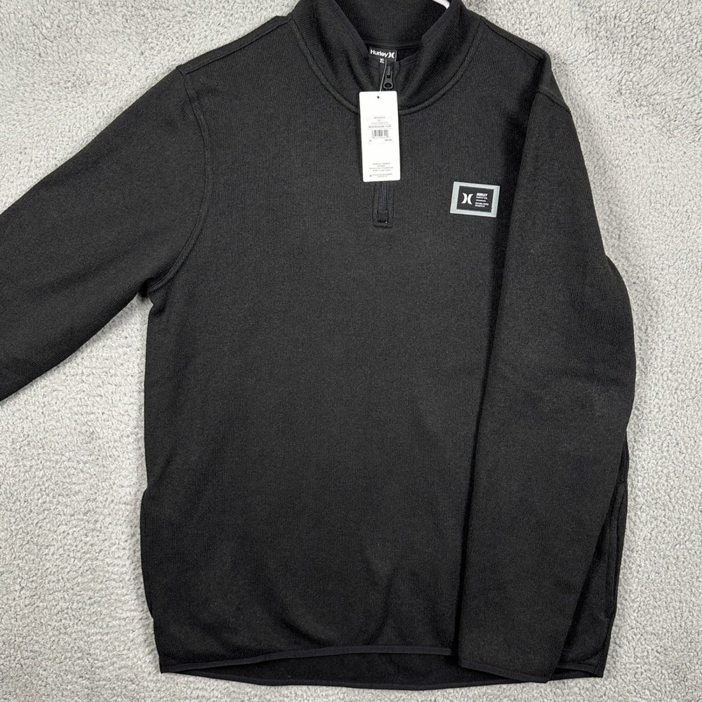 Hurley Sweater Fleece Pullover Mens XL Black Long Sleeve Quarter Zip Outdoor NEW